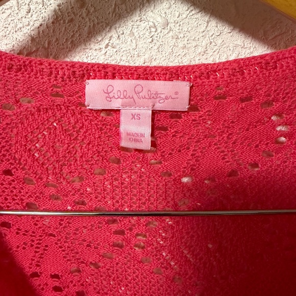 Lilly Pulitzer Athena Vibrant Pink crochet Top, swim cover up XS - Picture 2 of 4